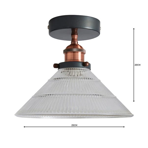 Dunelm Logan 1 Light Pendant Glass Industrial Semi-Flush Ceiling Fitting 5 Dunelm Logan 1 Light Pendant Glass Industrial Semi-Flush Ceiling Fitting - Image 5