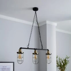 Alternative view of Dunelm Milas Pipe Industrial 3 Light Bar Black Diner Ceiling Fitting