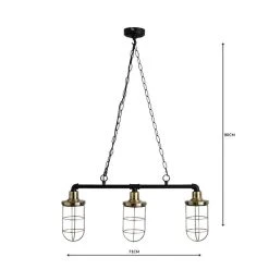Dunelm Milas Pipe Industrial 3 Light Bar Black Diner Ceiling Fitting -Lava Lamp Shop 1000158472 alt04
