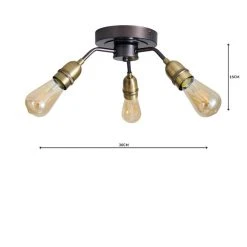 Dunelm Marsden 3 Light Antique Brass Industrial Semi-Flush Ceiling Fitting 10 Dunelm Marsden 3 Light Antique Brass Industrial Semi-Flush Ceiling Fitting -Lava Lamp Shop 1000158476 alt04