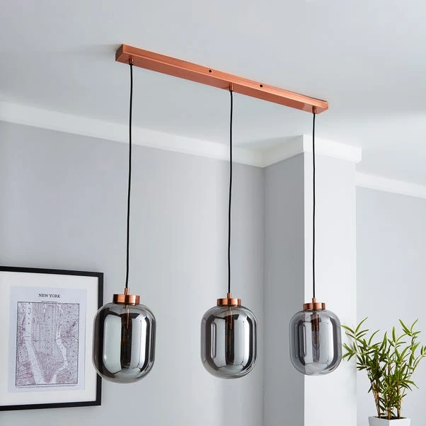 Dunelm Hunter 3 Light Glass Diner Bar Ceiling Fitting - Image 2