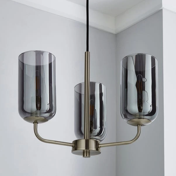 Dunelm Palazzo 3 Light Smoked Glass Chandelier 2 Dunelm Palazzo 3 Light Smoked Glass Chandelier - Image 2