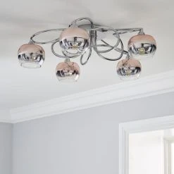 Alternative view of Dunelm Seychelles Blush Pink 5 Light Flush Ceiling Fitting