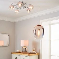 Dunelm Seychelles Blush Pink 5 Light Flush Ceiling Fitting -Lava Lamp Shop 1000169229 alt05