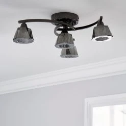 Alternative view of Dunelm Vanessa Smoked 4 Light Flush Ceiling Fitting