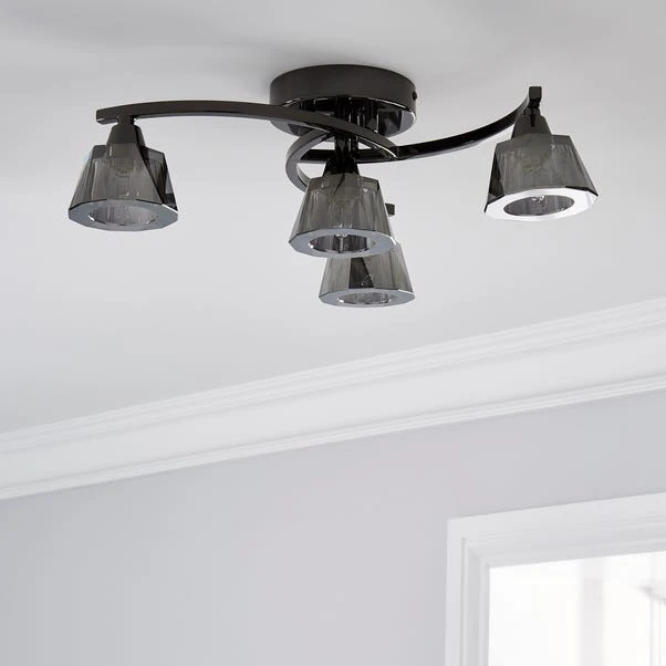 Dunelm Vanessa Smoked 4 Light Flush Ceiling Fitting 2 Dunelm Vanessa Smoked 4 Light Flush Ceiling Fitting - Image 2