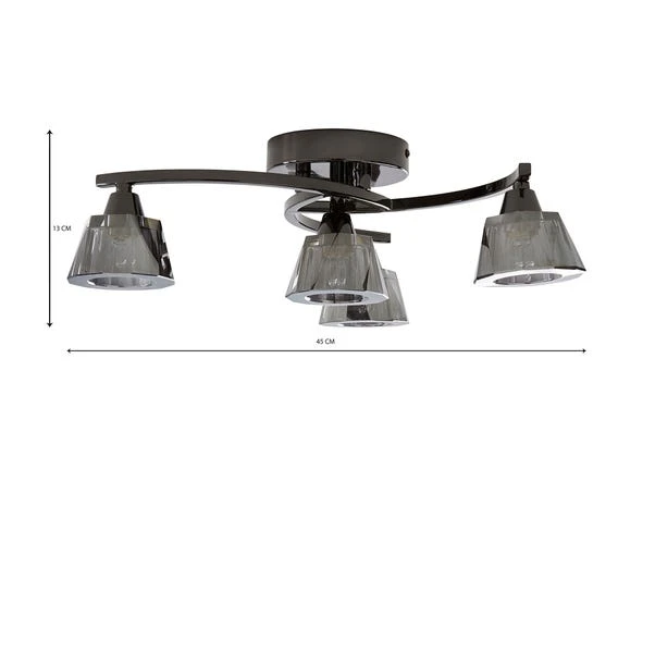 Dunelm Vanessa Smoked 4 Light Flush Ceiling Fitting 6 Dunelm Vanessa Smoked 4 Light Flush Ceiling Fitting - Image 6