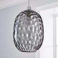 Alternative view of Dunelm Elodie Dimpled Glass Easy Fit Pendant Grey Lustre