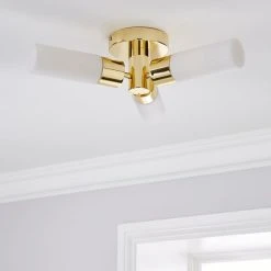 Dunelm Porto Bathroom 3 Light Ceiling Fitting Brass -Lava Lamp Shop 1000182553 alt01