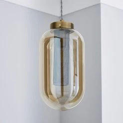 Alternative view of Dunelm Safi Mesh 1 Light Pendant Ceiling Fitting Antique Brass