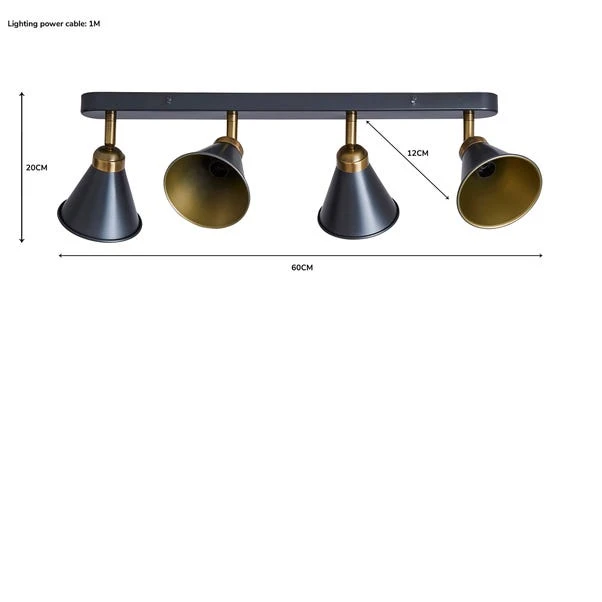Dunelm Logan 4 Light Grey Spotlight Bar 6 Dunelm Logan 4 Light Grey Spotlight Bar - Image 6