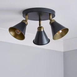 Alternative view of Dunelm Logan 3 Light Grey Spotlight Semi-Flush Fitting