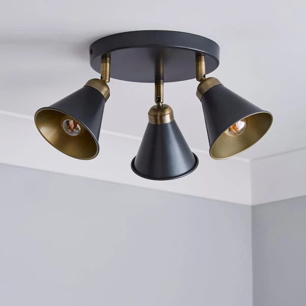 Dunelm Logan 3 Light Grey Spotlight Semi-Flush Fitting 2 Dunelm Logan 3 Light Grey Spotlight Semi-Flush Fitting - Image 2