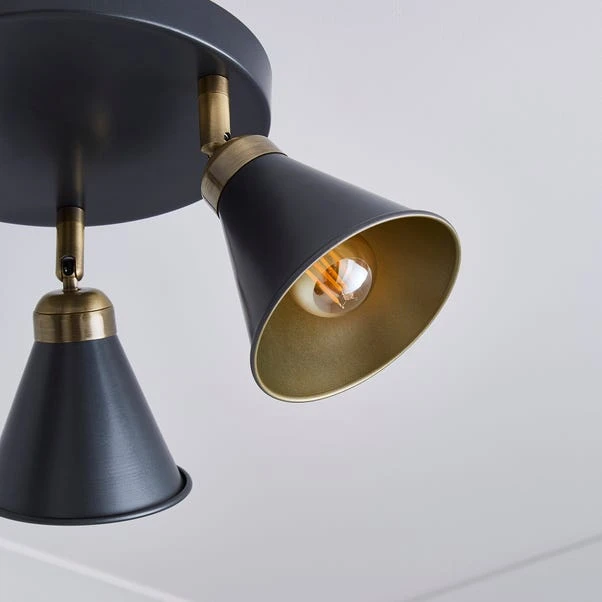Dunelm Logan 3 Light Grey Spotlight Semi-Flush Fitting 3 Dunelm Logan 3 Light Grey Spotlight Semi-Flush Fitting - Image 3