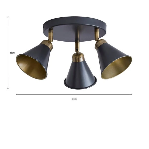 Dunelm Logan 3 Light Grey Spotlight Semi-Flush Fitting 6 Dunelm Logan 3 Light Grey Spotlight Semi-Flush Fitting - Image 6
