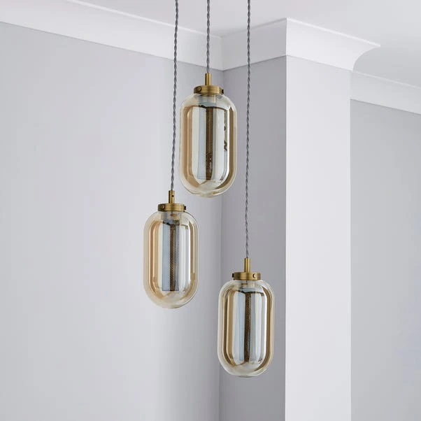 Dunelm Safi Mesh Detail 3 Cluster Ceiling Fitting Antique Brass 2 Dunelm Safi Mesh Detail 3 Cluster Ceiling Fitting Antique Brass - Image 2