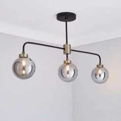 Dunelm Tanner 3 Light Black Bar Ceiling Fitting