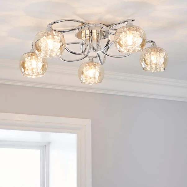 Dunelm Seychelles 5 Light Chrome Ceiling Fitting 1 Dunelm Seychelles 5 Light Chrome Ceiling Fitting