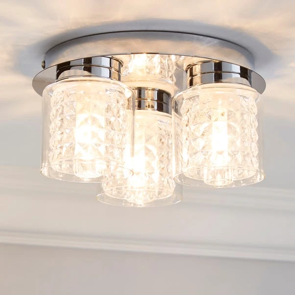 Dunelm Hylton 3 Light Glass Bathroom Flush Ceiling Fitting 1 Dunelm Hylton 3 Light Glass Bathroom Flush Ceiling Fitting