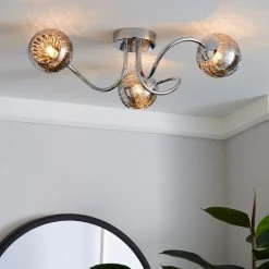 Dunelm Arta 3 Light Semi-Flush Chrome Ceiling Fitting