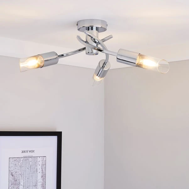 Dunelm Corvus 3 Light Chrome Semi-Flush Ceiling Fitting 1 Dunelm Corvus 3 Light Chrome Semi-Flush Ceiling Fitting