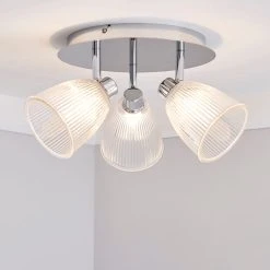 Dunelm Bremont 3 Light Ribbed Glass Bathroom Spotlight