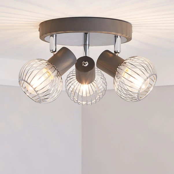 Dunelm Mattia 3 Light Wire Cage Matt Grey Spotlight 1 Dunelm Mattia 3 Light Wire Cage Matt Grey Spotlight