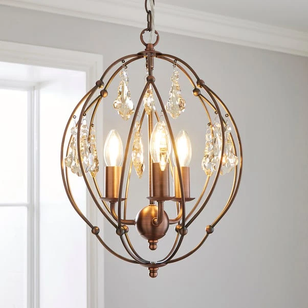 Dunelm Salino Globe 3 Light Antique Copper Chandelier 1 Dunelm Salino Globe 3 Light Antique Copper Chandelier