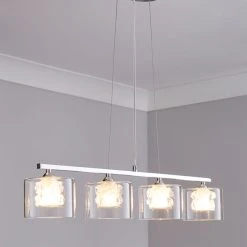 Dunelm Erie 4 Light Bar Glass Diner Ceiling Fitting