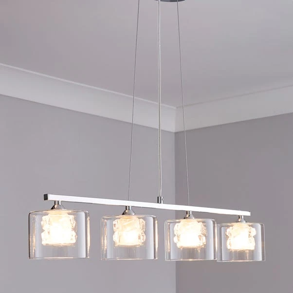 Dunelm Erie 4 Light Bar Glass Diner Ceiling Fitting 1 Dunelm Erie 4 Light Bar Glass Diner Ceiling Fitting