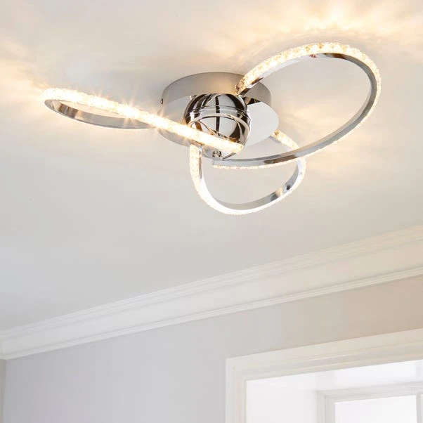 Dunelm Oria 3 Light Integrated LED Jewel Chrome Ceiling Fitting 1 Dunelm Oria 3 Light Integrated LED Jewel Chrome Ceiling Fitting