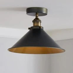 Dunelm Logan 1 Light Pendant Grey Industrial Semi-Flush Ceiling Fitting