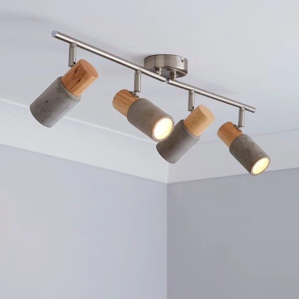 Dunelm Inka 4 Light Concrete Wood Spotlight Bar 1 Dunelm Inka 4 Light Concrete Wood Spotlight Bar