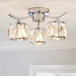 Dunelm Kleio 3 Light Glass Chrome Semi-Flush Ceiling Fitting