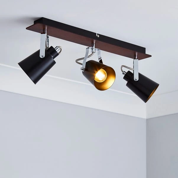 Dunelm Johan 3 Light Black Spotlight Bar 1 Dunelm Johan 3 Light Black Spotlight Bar