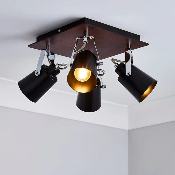 Dunelm Johan 4 Light Black Spotlight 1 Dunelm Johan 4 Light Black Spotlight