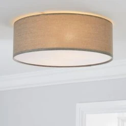 Dunelm Sara 38cm Grey Shade Flush Ceiling Fitting