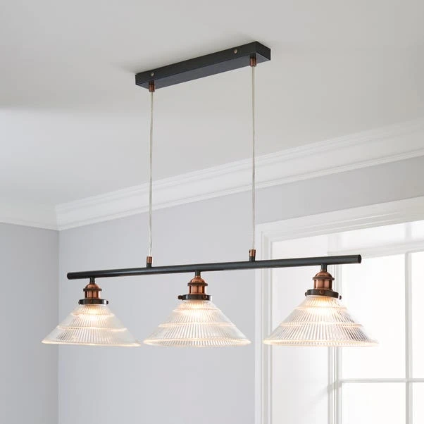 Dunelm Logan 3 Light Bar Glass Diner Industrial Ceiling Fitting 1 Dunelm Logan 3 Light Bar Glass Diner Industrial Ceiling Fitting