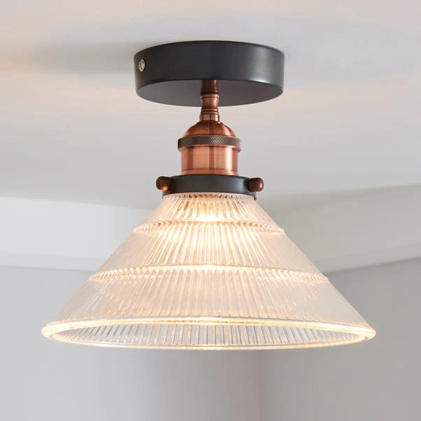 Dunelm Logan 1 Light Pendant Glass Industrial Semi-Flush Ceiling Fitting 1 Dunelm Logan 1 Light Pendant Glass Industrial Semi-Flush Ceiling Fitting