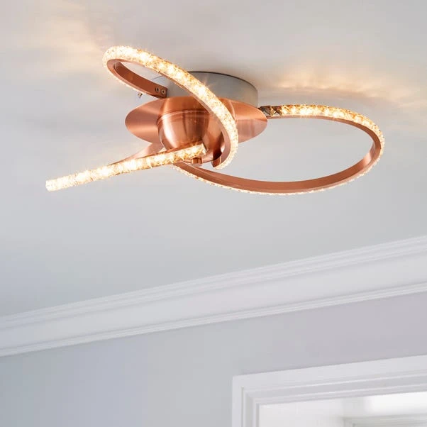 Dunelm Oria 3 Light Integrated LED Jewel Rose Gold Ceiling Fitting 1 Dunelm Oria 3 Light Integrated LED Jewel Rose Gold Ceiling Fitting