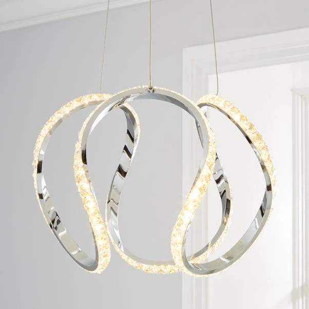 Dunelm Marsia 1 Light Integrated LED Swirl Jewel Chrome Ceiling Fitting 1 Dunelm Marsia 1 Light Integrated LED Swirl Jewel Chrome Ceiling Fitting