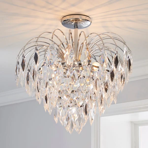 Dunelm Parla 3 Light Jewels Semi-Flush Ceiling Fitting 1 Dunelm Parla 3 Light Jewels Semi-Flush Ceiling Fitting