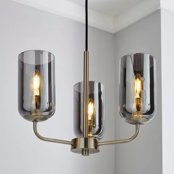 Dunelm Palazzo 3 Light Smoked Glass Chandelier 1 Dunelm Palazzo 3 Light Smoked Glass Chandelier