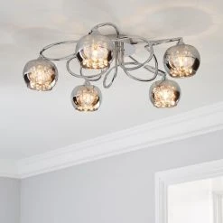 Dunelm Seychelles Smoked 5 Light Flush Ceiling Fitting