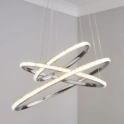 Dunelm Cali 3 Light Integrated LED Hoop Crystal Ceiling Fitting