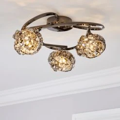 Dunelm Cecilie Ceiling Fitting Dark Chrome