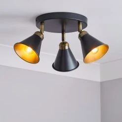 Dunelm Logan 3 Light Grey Spotlight Semi-Flush Fitting
