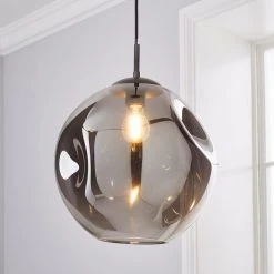 Dunelm Alexis DimpIed Glass 1 Light Pendant Ceiling Fitting