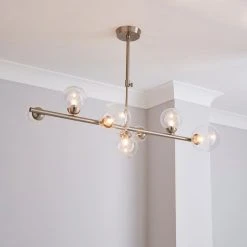 Dunelm Tarsia Glass Ceiling Fitting Satin Nickel