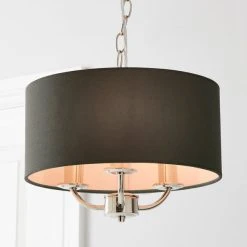Dunelm Preston Nickel Charcoal 3 Light Pendant Fitting